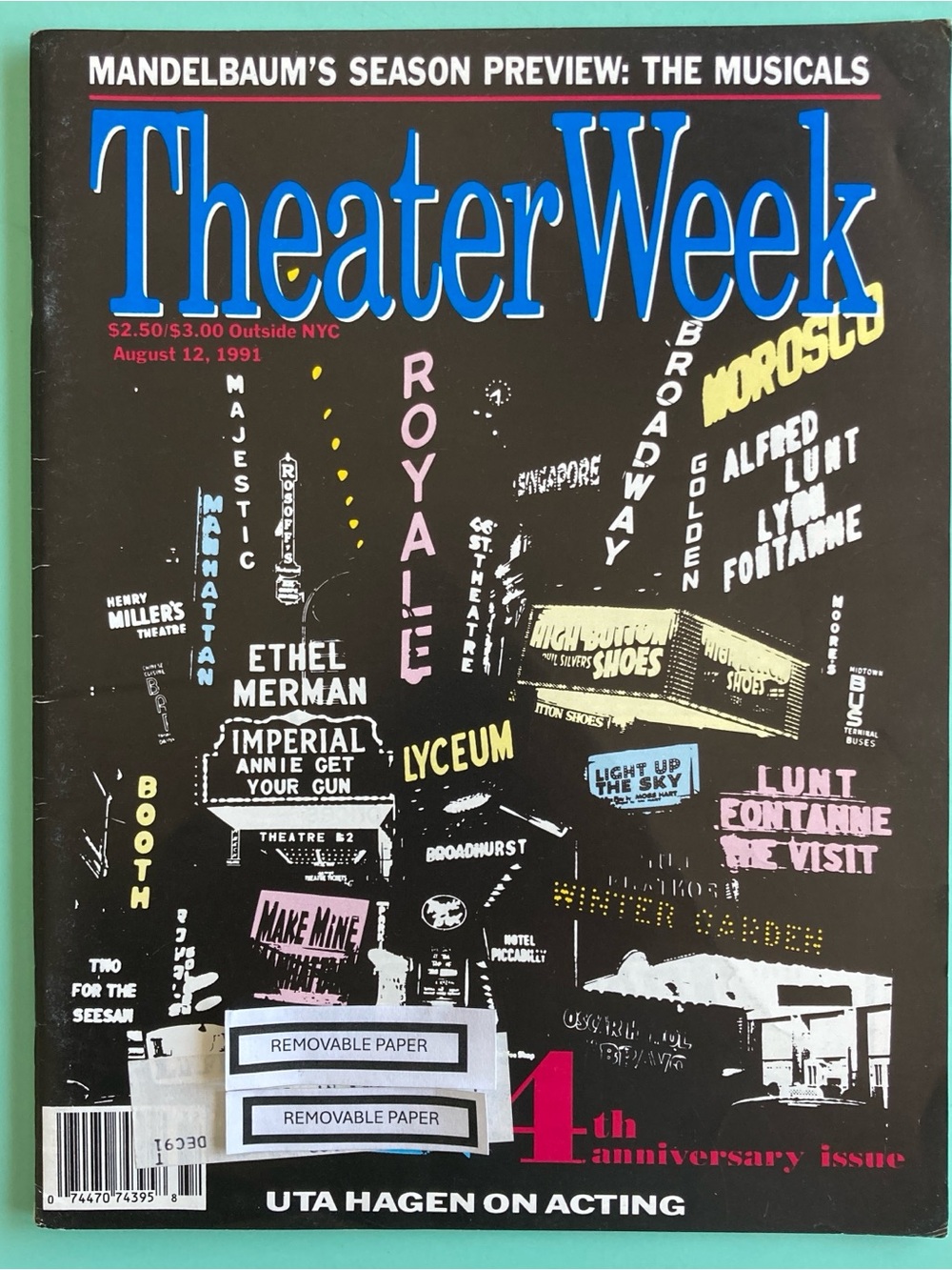 4th anniversary issue Season Preview Theater Week Magazine August 12 1991 Label